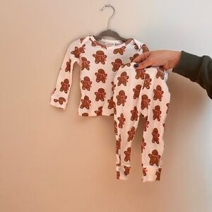 Spearmint Love Gingerbread Waffle Pj’s Size 12-18M - Runs Small